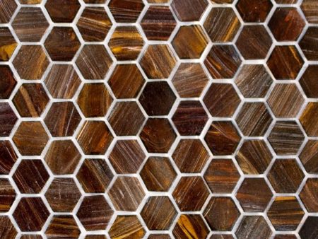 270H Copper Blast, Hexagon Mosaic - Glass Tile For Sale