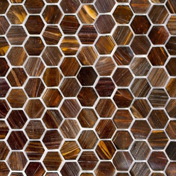 270H Copper Blast, Hexagon Mosaic - Glass Tile For Sale