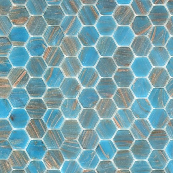 242H Argent Sky, Hexagon Mosaic - Glass Tile For Discount