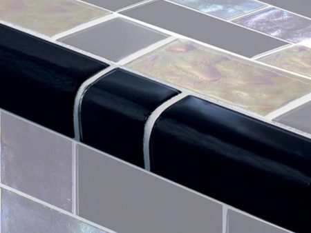 Black Mixed, Trim - Glass Tile For Sale