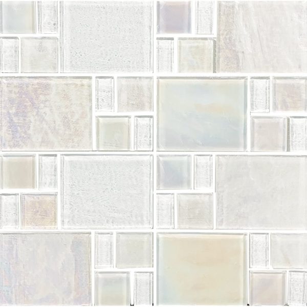 White, Mixed Mosaic - Glass Tile Cheap