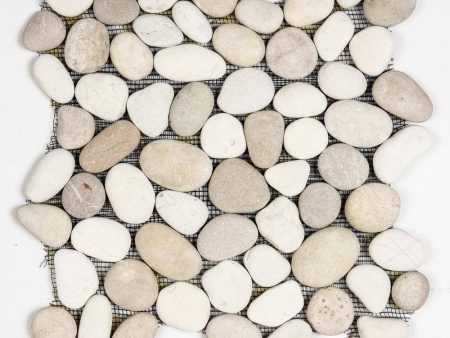 White and Tan - Pebble Tile Online Hot Sale